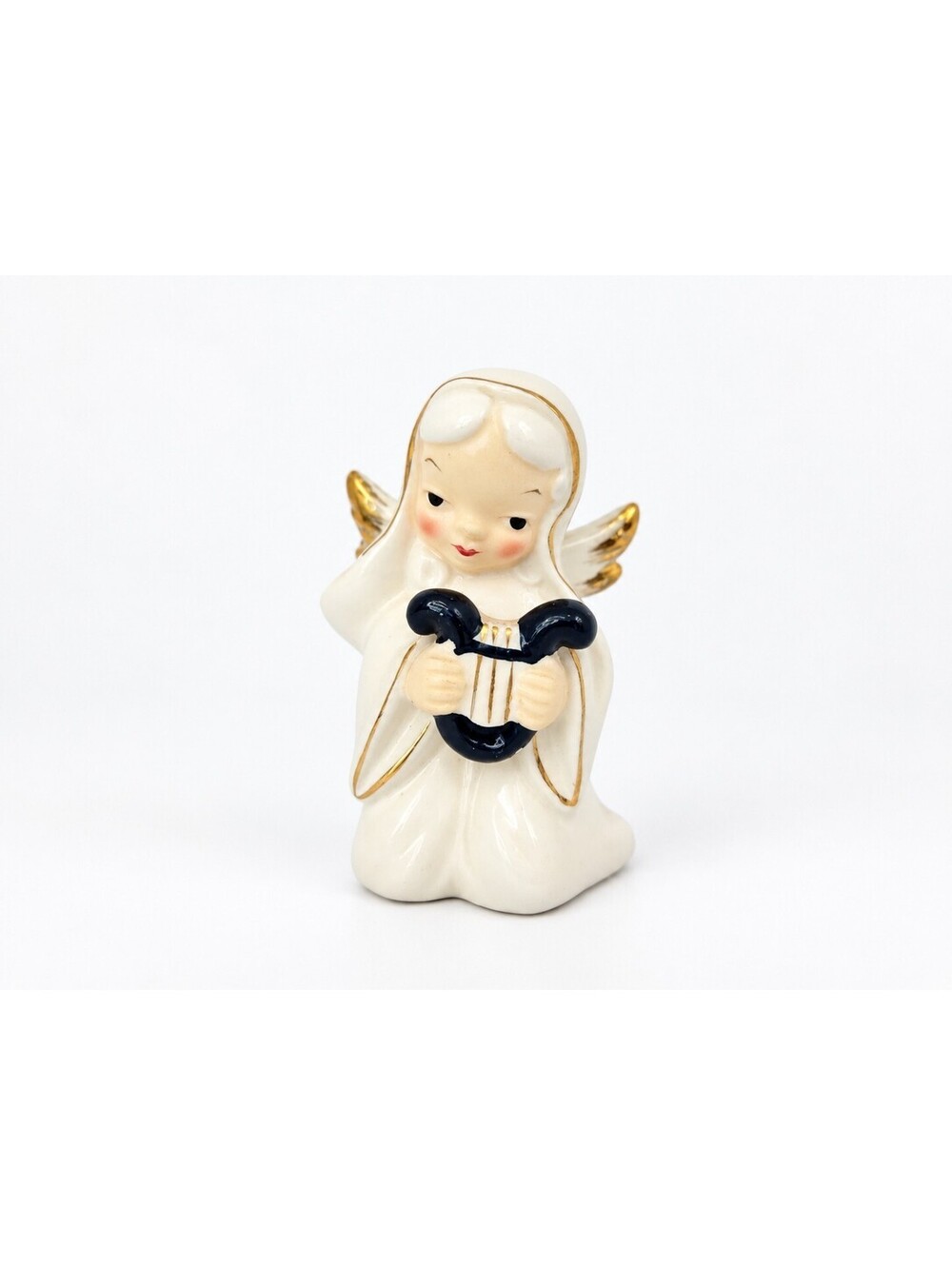 Vintage Christmas Angel Figurine With Small Harp Kneeling Made in Japan